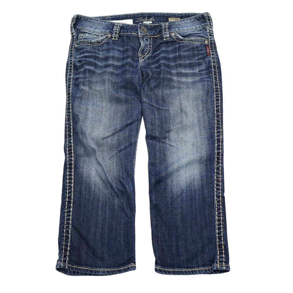 Silver Jeans Pants Womens W30 Blue Low Rise Straight Cut Mckenzie Capri Bottoms